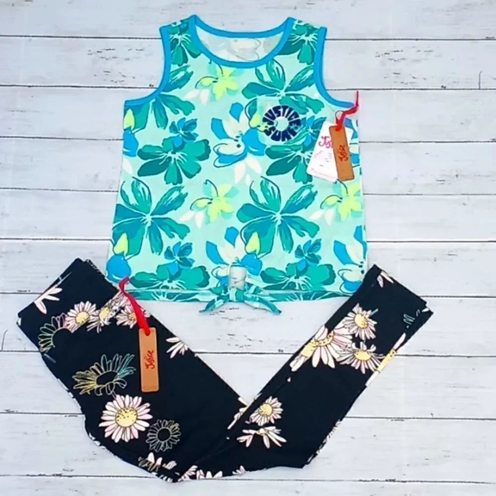 Girls Justice Tank Top & Pants Outfit 2-Piece Set Size M